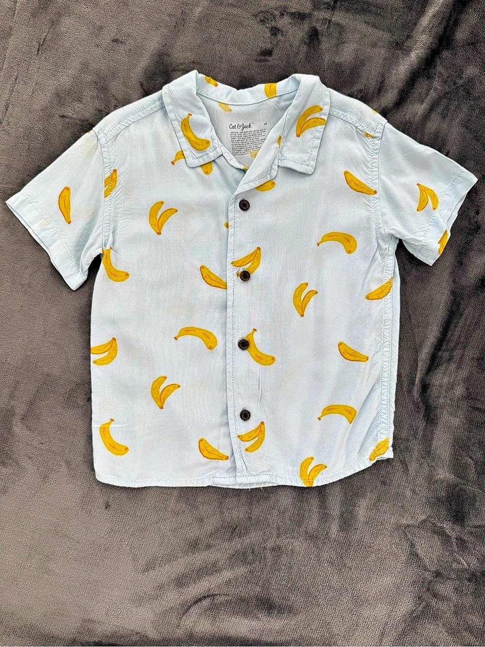 Cat & Jack Banana Print Short Sleeve Button-Down Shirt